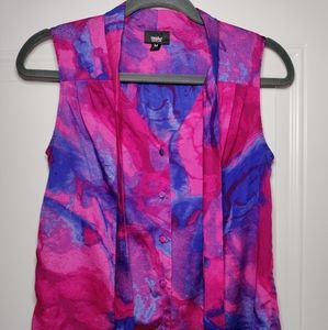 Massimo Sleeveless Bow Front Button Up Blouse